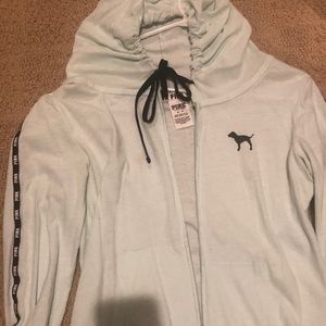 mint green zip up hoodie